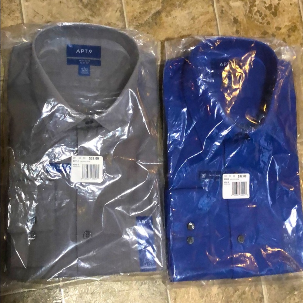 TWO brand new Apt 9 dress shirts 16-16.5 34/35